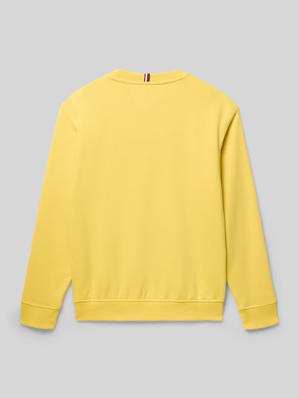 Produktfoto, Regular Fit Sweatshirt aus Baumwoll-Mix von Tommy Hilfiger Teens, żółta, jednolita faktura, krój regular fit, bawełniany miks