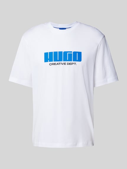 HUGO Blue T-shirt z nadrukiem z logo model ‘Newromi’ Biały 2