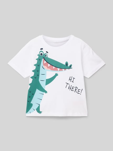 NAME IT T-Shirt mit Motiv-Print Modell 'HELGE' Weiss 1