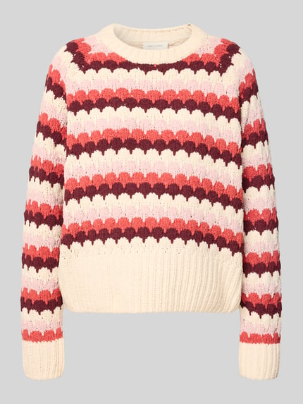 FREE/QUENT Sweter z dzianiny z okrągłym dekoltem model ‘NEZZY’ Czerwony 2