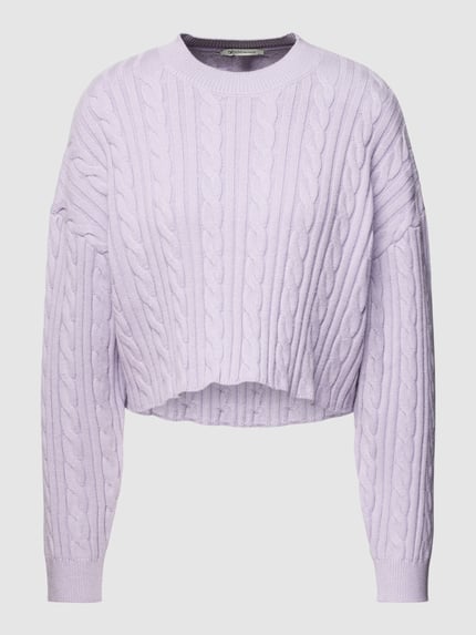 Tom Tailor Denim Sweter krótki z dzianiny ze ściegiem warkoczowym Lawendowy 2