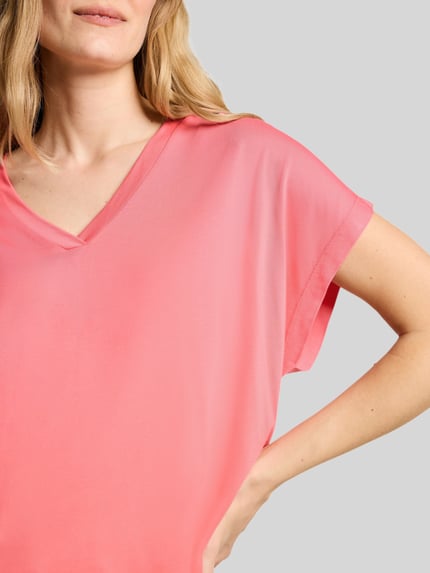 Tom Tailor Loose Fit T-Shirt aus Viskose-Mix Pink 3