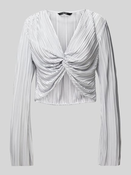 VERO MODA Shirt met lange mouwen en knoopdetails van plissé, model 'PLIS' Beige - 2