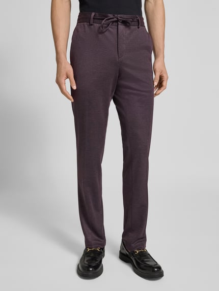 Zuitable Slim fit broek met vetersluiting, model 'SpartaFlex' Aubergine - 4