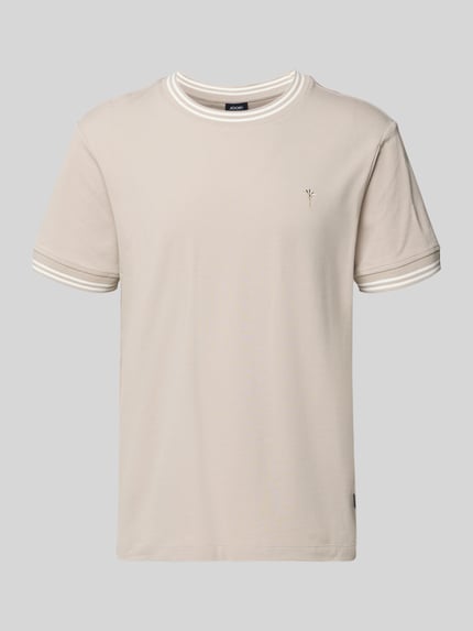 Produktfoto, T-Shirt mit Kontraststreifen Modell 'Jose' von JOOP! Collection in Beige, Rundhalsausschnitt, kurze Ärmel, Regular Fit, Baumwoll-Elasthan-Mix