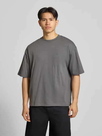 REVIEW Oversized T-shirt met logo en ronde hals Donkergrijs - 4