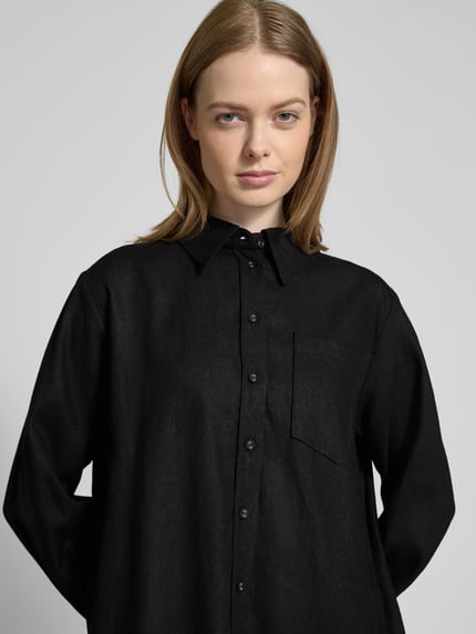 YAS Relaxed Fit Leinenbluse Modell 'FLAXY' Black 3