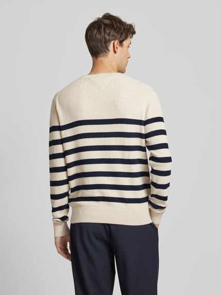 Tommy Hilfiger Gebreide pullover met labelstitching en ronde hals Offwhite - 5
