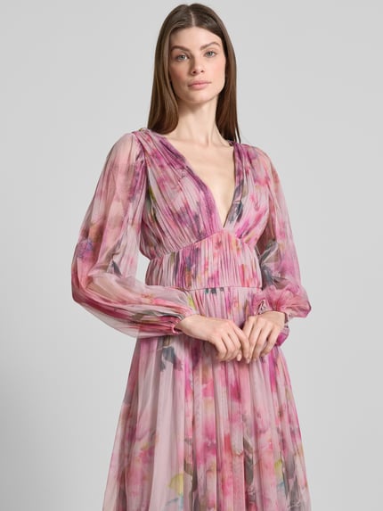 Lace & Beads Cocktailkleid mit V-Ausschnitt Rosa 3