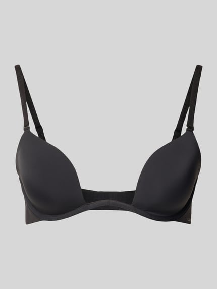 Produktfoto, BH mit verstellbaren Trägern Modell 'MONOWIRE' von Calvin Klein Underwear, schwarzer Material-Mix mit Stretch-Anteil, körpernahe Passform, Label-Detail, Hakenverschluss.