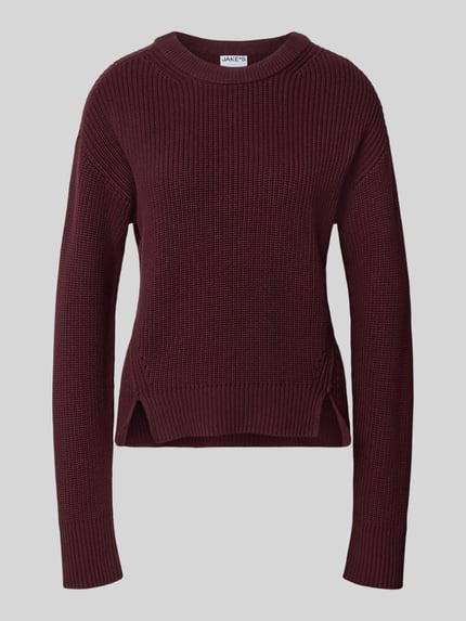 Jake*s Casual Pullover mit Seitenschlitzen aus reiner Baumwolle  Pflaume 2