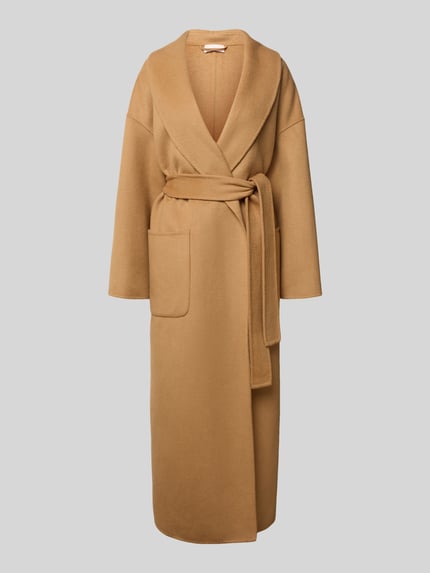 Liu Jo White Lange wollen jas met strikceintuur Beige - 2