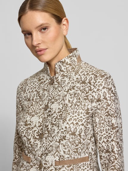 White Label Slim Fit Blazer im Allover-Look mit Stehkragen Beige 3