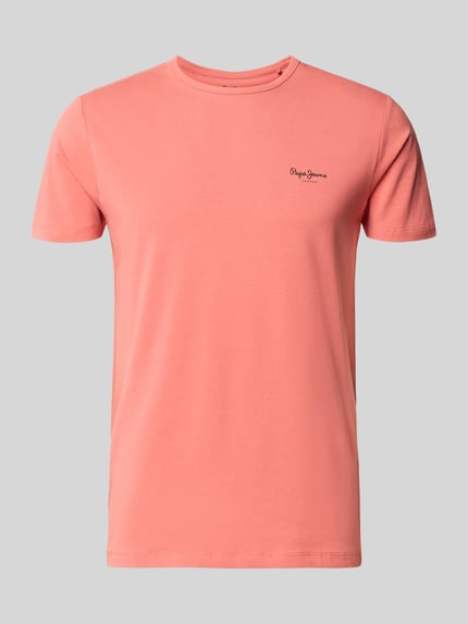 Produktfoto, Slim Fit T-Shirt aus Baumwoll-Mix Modell 'ORIGINAL BASIC 3N' von Pepe Jeans in Optik: Unifarben, Kurzarm, Label-Print