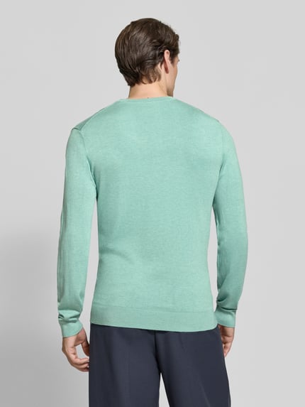 MCNEAL Strickpullover mit geripptem Rundhalsausschnitt Hellgruen Melange 5