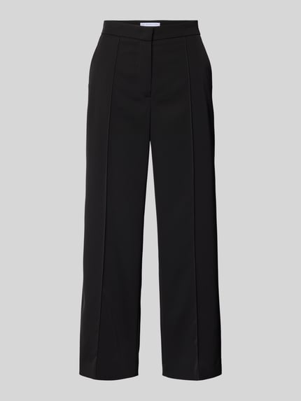 Produktfoto, schwarze Culotte mit Längsnähten Modell 'PALINA' von Raffaello Rossi, weites Bein, verkürzte Passform, glatte Textur