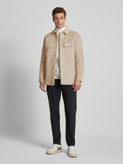 KnowledgeCotton Apparel Hemdjacke mit Brusttaschen Modell 'Corduroy' Hellgrau 1