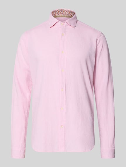 FIL NOIR Regular Fit Business-Hemd aus Leinen-Baumwoll-Mix Modell 'ROMA' Rosa 2