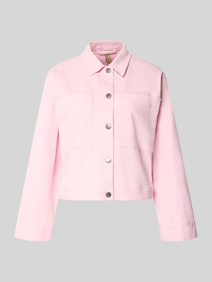 Productfoto, Regular Fit Jacke mit borstzakken model 'Bess' van Soyaconcept in lichtroze, elastische katoenmix, omlegkraag, knoopsluiting, zachte textuur