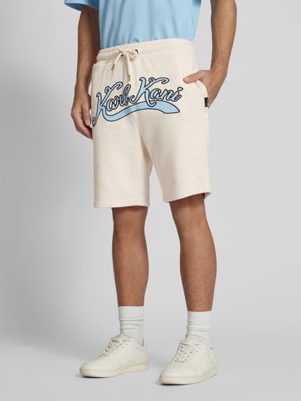 Karl Kani Regular fit sweatshorts met labelstitching Offwhite - 4