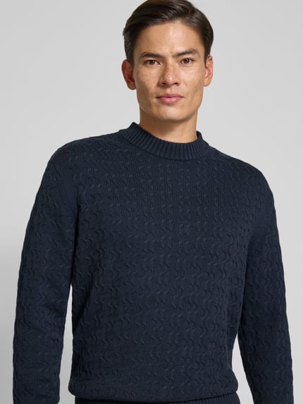 Selected Relaxed Fit Pullover aus reiner Baumwolle Modell 'PHILIP' Dunkelblau 3