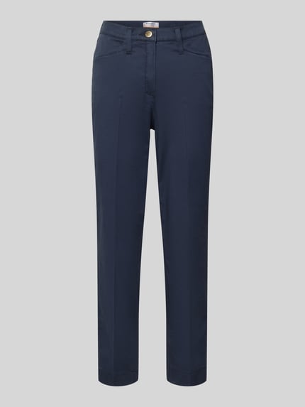 Produktfoto, dunkelblaue Hose mit Eingrifftaschen Modell 'Lorella' von Raphaela by Brax aus Baumwoll-Mix mit Stretch, verkürzte Passform