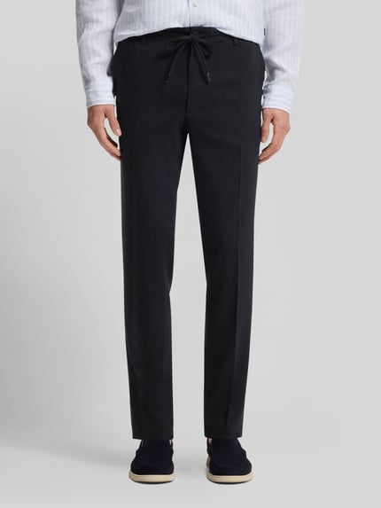 BOSS Modern Fit Straight Leg Hose aus Leinen-Mix Modell 'KANE1' Dunkelblau 4