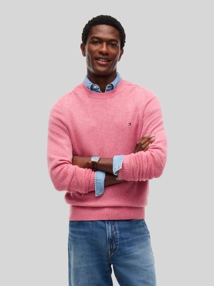 Tommy Hilfiger Regular Fit Pullover aus Lammwoll-Mix Pink Melange 4