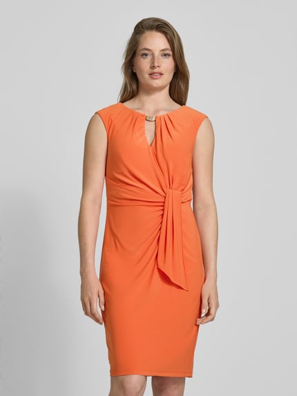 Adrianna Papell Knielanges Cocktailkleid mit Schlüsselloch-Ausschnitt Orange 4