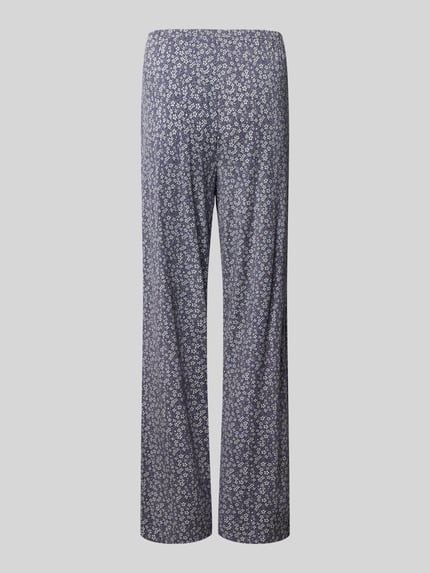 Produktfoto, dunkelblaue Loose Fit Pyjama-Hose aus Modal-Mix von Marc O'Polo mit weißem Blumenmuster, Damen Pyjama von Marc O'Polo