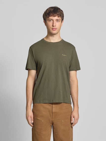 Pepe Jeans Regular Fit T-Shirt aus reiner Baumwolle Modell 'CONNOR' Oliv 4