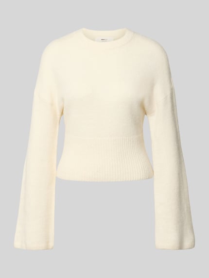 Produktfoto, gebreide pullover met materiaalmix met alpacawol, regular fit, ronde hals, wijde mouwen, model 'Stella' van Gina Tricot