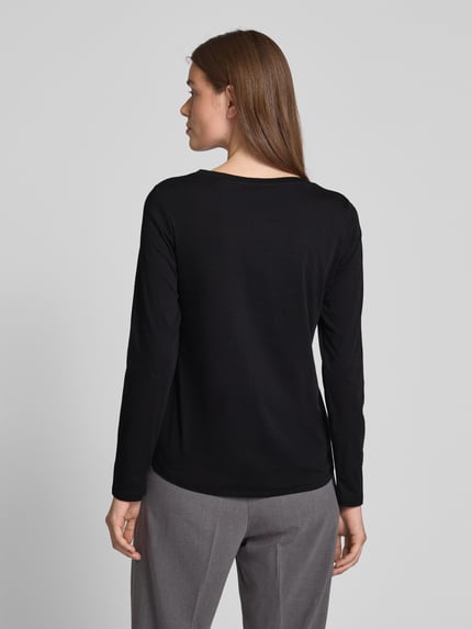 Marc O'Polo Shirt met lange mouwen van katoen met logodetail Zwart - 5