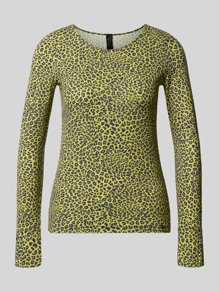 Shirt met lange mouwen in all-over look met ronde hals Shop The Look MANNEQUINE