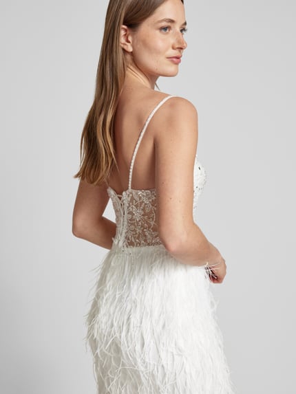 LUXUAR FASHION Abendkleid mit Fransen Offwhite 6