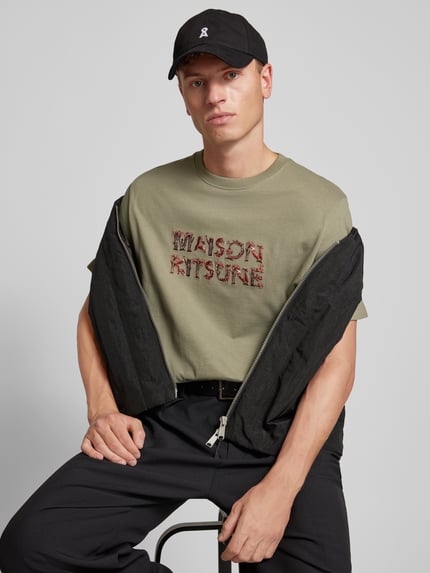 MAISON KITSUNÉ T-Shirt aus reiner Baumwolle Khaki 3