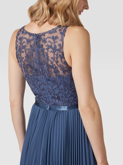 LUXUAR FASHION Abendkleid in Maxilänge mit floraler Spitze Blau 3