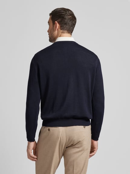 MAERZ Muenchen Strickpullover aus Schurwolle Marine 5