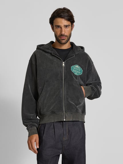 Don´t Waste Culture Sweatjacke mit Motiv-Print Modell 'Ulric' Anthrazit 4