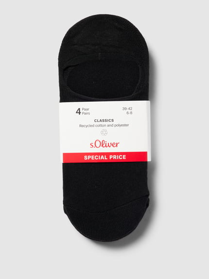 s.Oliver RED LABEL Footies met stretch in een set van 4 Zwart - 3