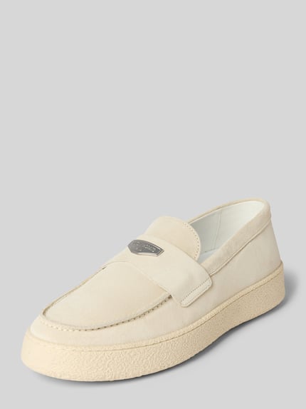 Produktfoto, Loafer met label-detail model 'REINER' van Antony Morato, echt leer, afgeronde neus, gestructureerde zool, beige kleur