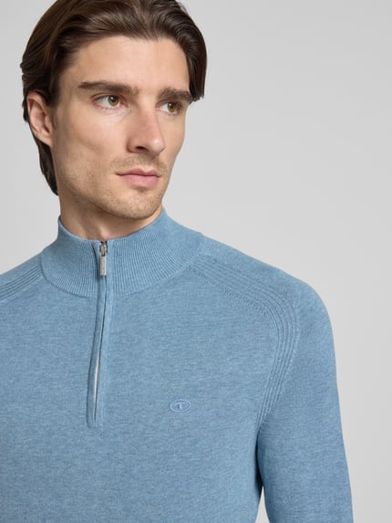 Tom Tailor Regular Fit Troyer aus reine Baumwolle Jeansblau 3