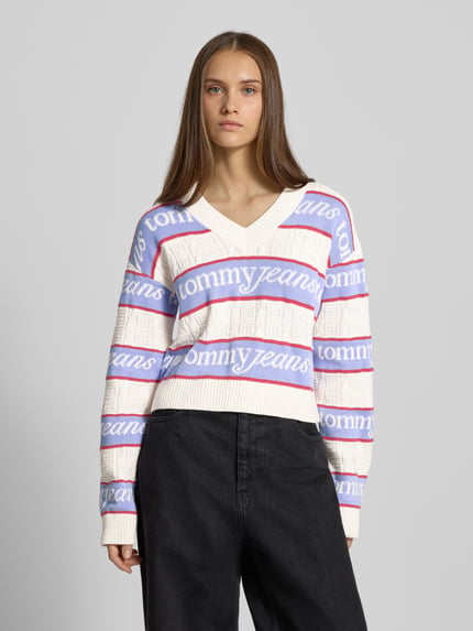 Tommy Jeans Sweter z dzianiny o kroju regular fit z czystej bawełny Złamany biały 4