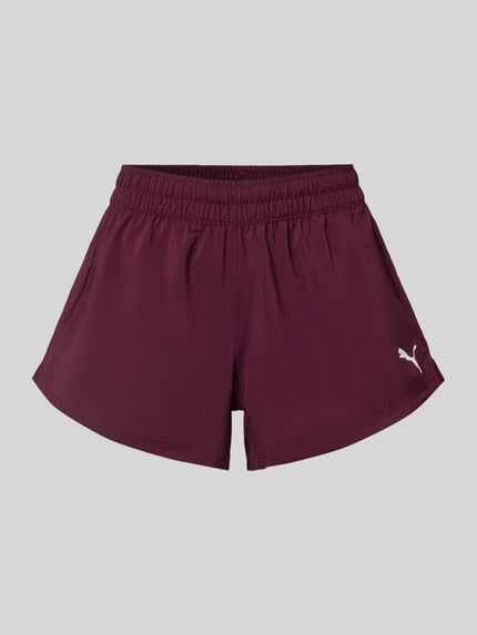 Productfoto, Regular Fit Sportshorts met logo-print van PUMA Performance in effen bordeaux, gladde stof, elastische tailleband