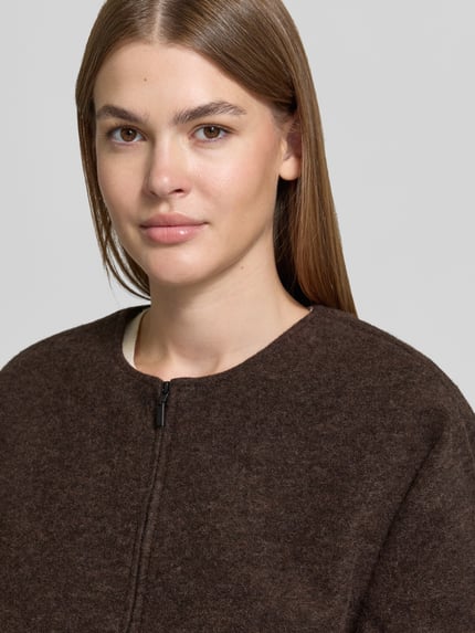 Emily Van den Bergh Jacke aus Woll-Mix mit Reißverschluss Mittelbraun 3