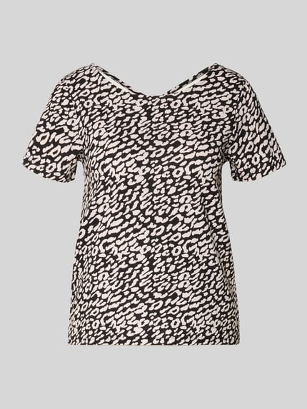 Produktfoto, Regular Fit T-shirt uit viscosemix model 'BERA' van Only, all-over motief, crêpe, korte mouw, boothals-look