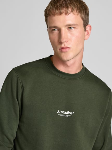 JACK & JONES Sweatshirt mit Label-Print Modell 'SOHO' Dunkelgruen 3