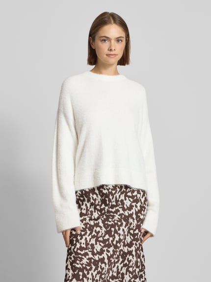HUGO Blue Regular fit gebreide pullover met labelstitching, model 'SFURRYNA' Wit - 4
