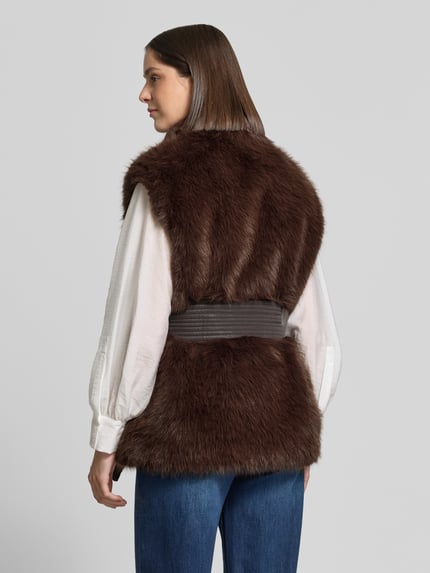 Liu Jo White Bodywarmer van imitatiebont model 'Gilet' Donkerbruin - 5