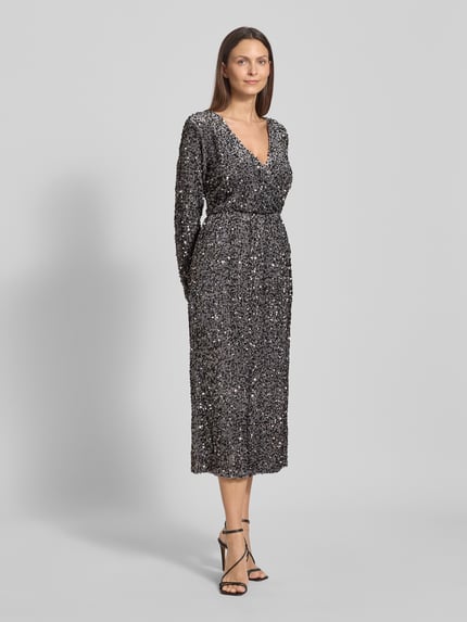 VILA Midikleid mit V-Ausschnitt Modell 'FAITH' Silber 1